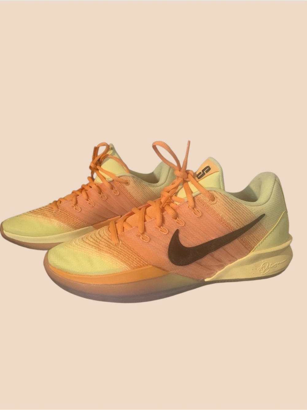 Nike Gradient Orange and Yellow Low-Top Sneakers with Black Swoosh